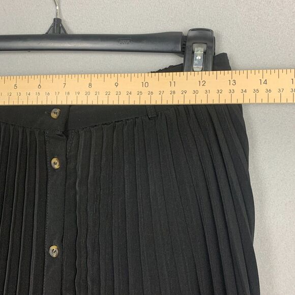 Sybilla Women’s Small Black Button-Front Pleated Midi Skirt Elegant Style Flowy - Picture 5 of 6